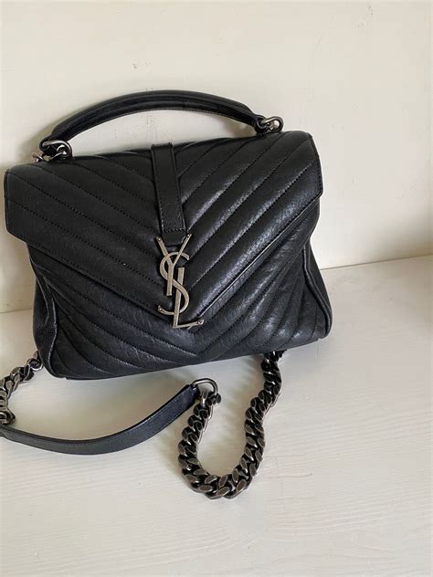 ysl 學院 包 mini 開 箱|【精品】YSL College bag 學院包 ♥ 迷人的藍 率性時尚 .